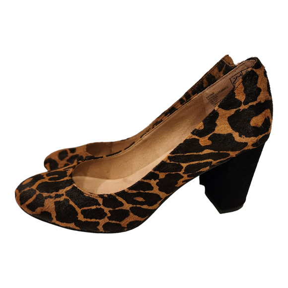 LAND'S END Calf hair and Black Suede leather Leopard print heels SIZE 6.5M - Picture 3 of 12